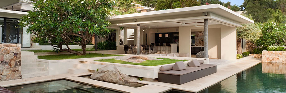 home backyard of pool and outdoor recreation area