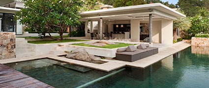 home backyard of pool and outdoor recreation area