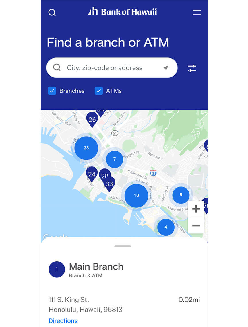Find a branch or atm screenshot