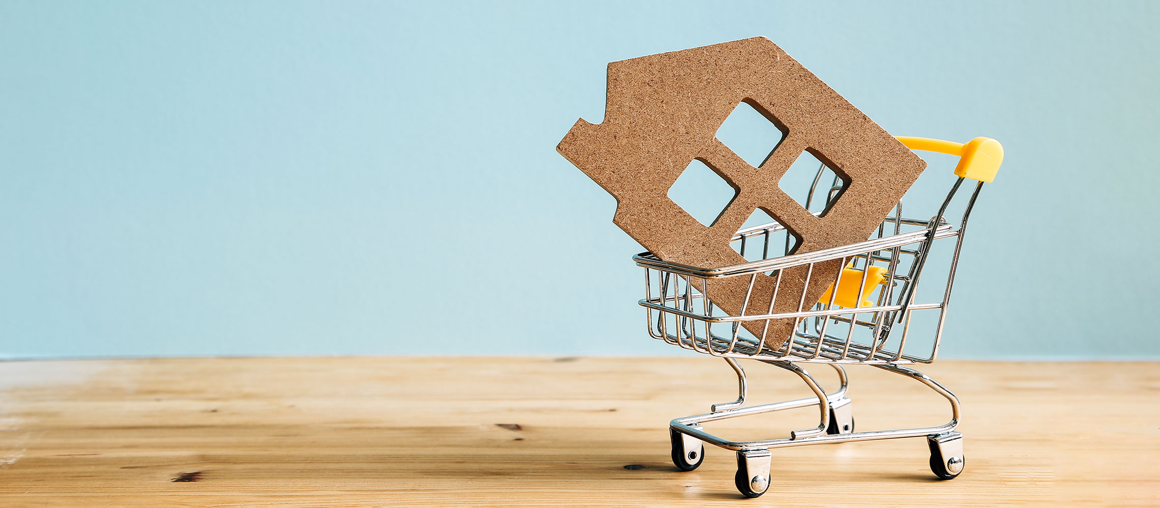 photo of house cutout in shopping cart