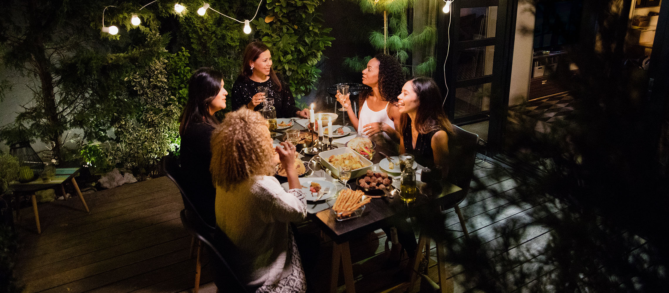 group of friends having dinner