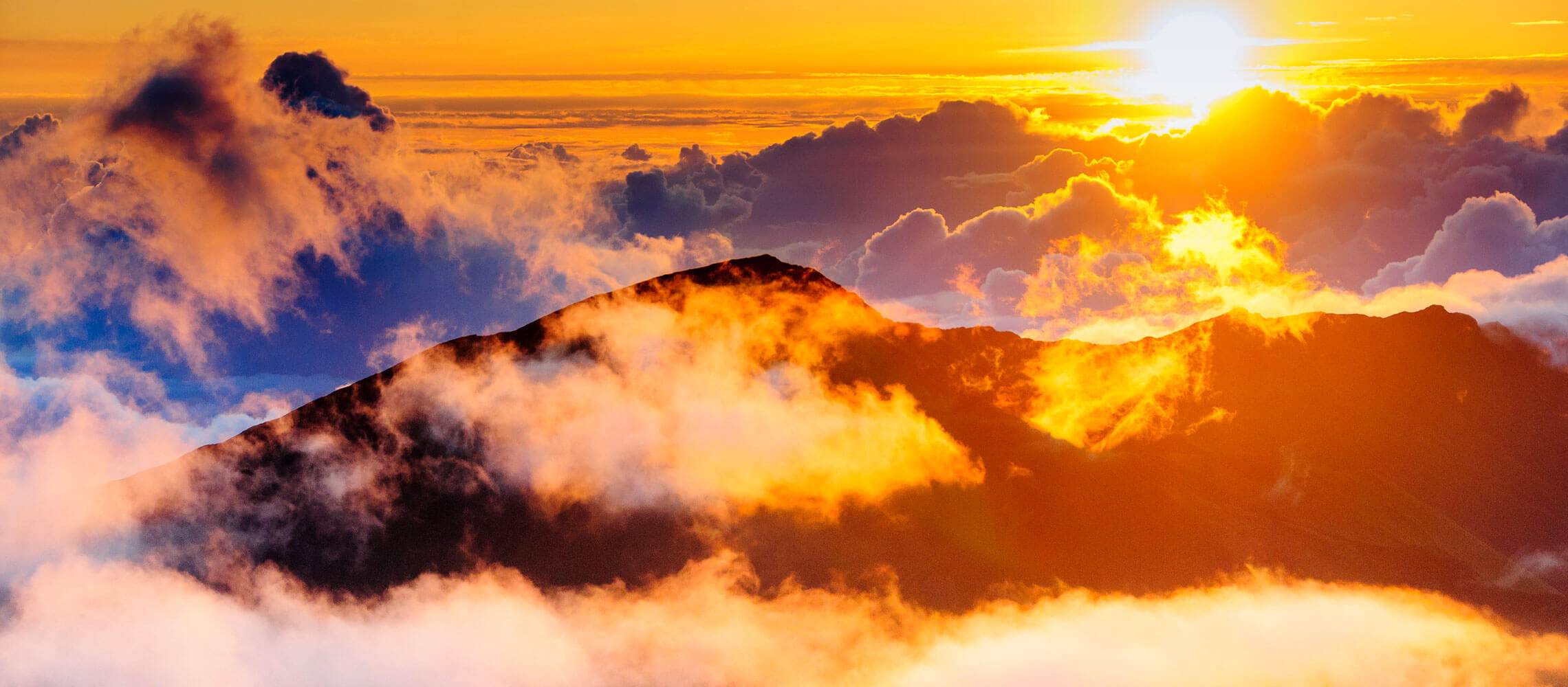 mountain top with clouds