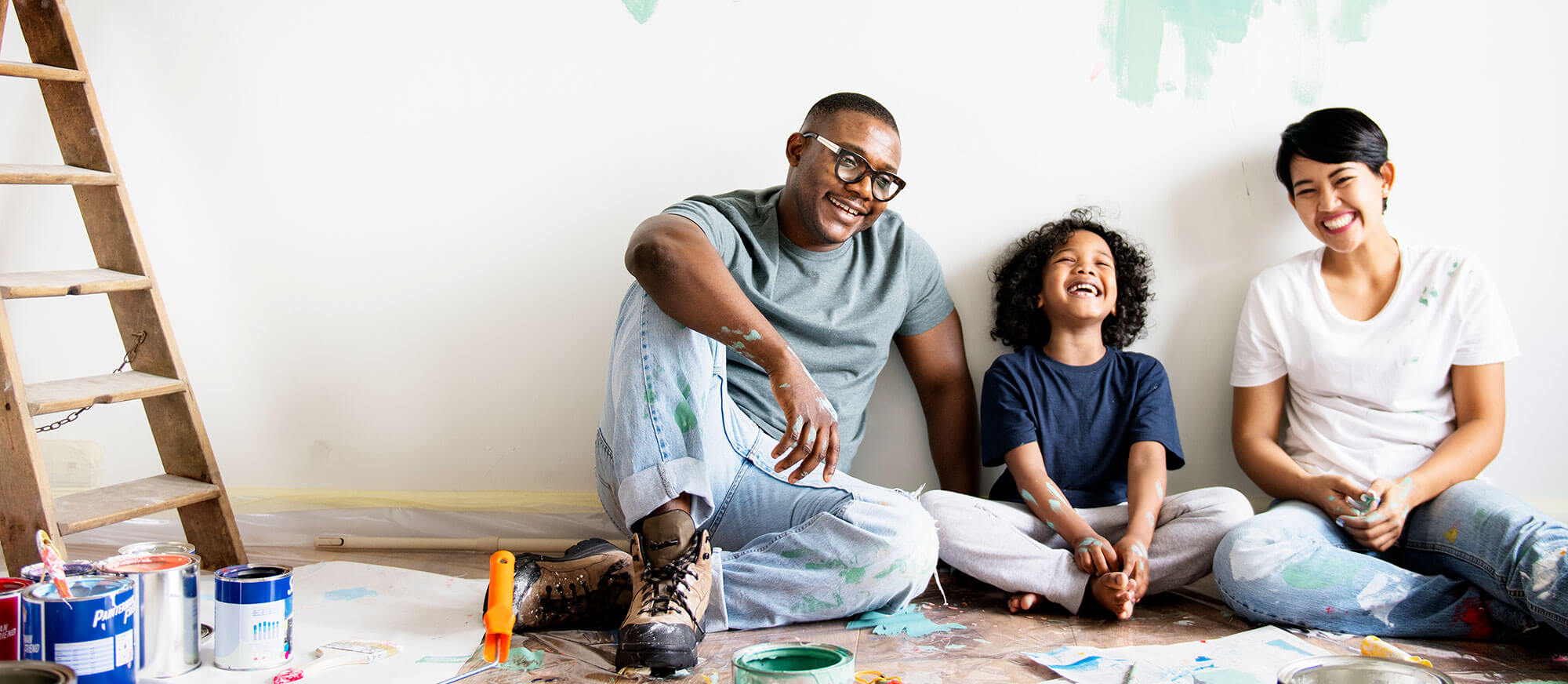 family doing home renovations