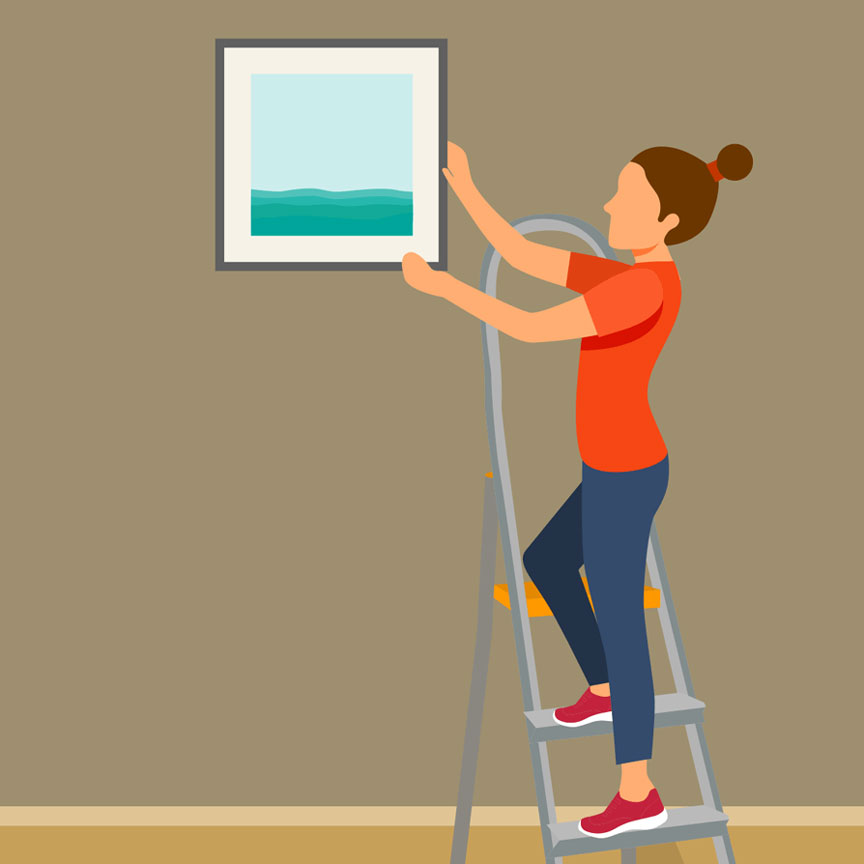 illustration woman handing a painting