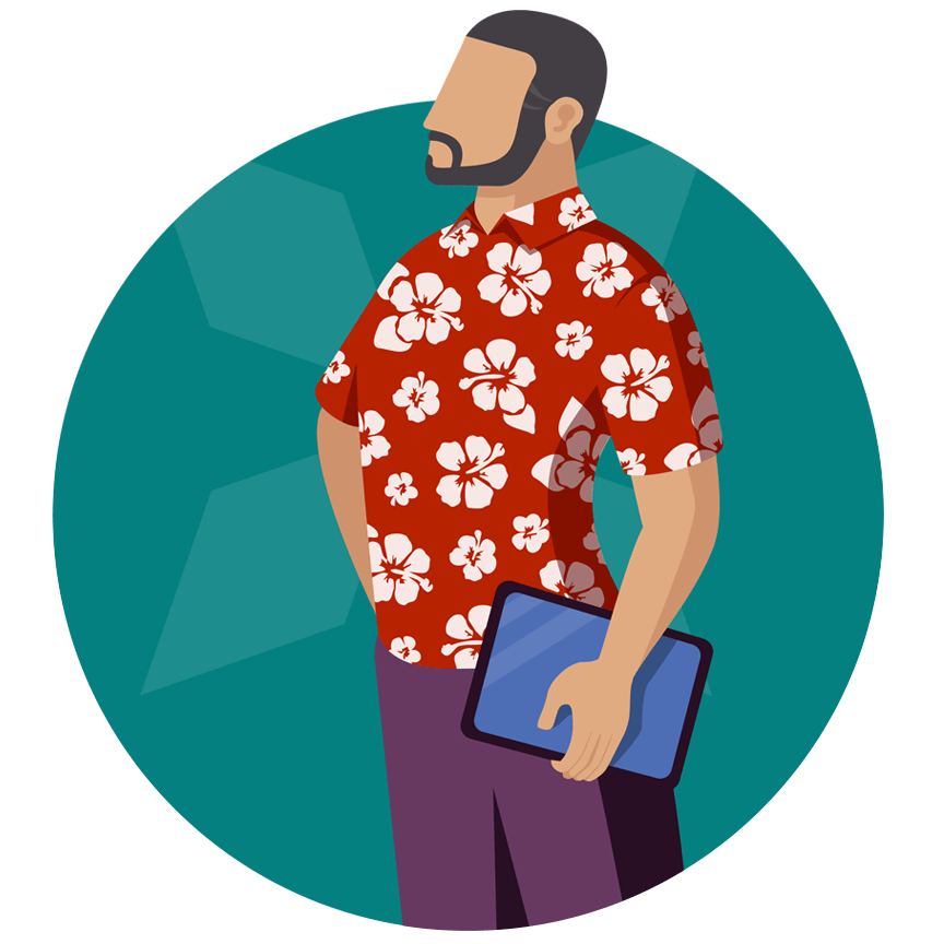 person holding a tablet illustration