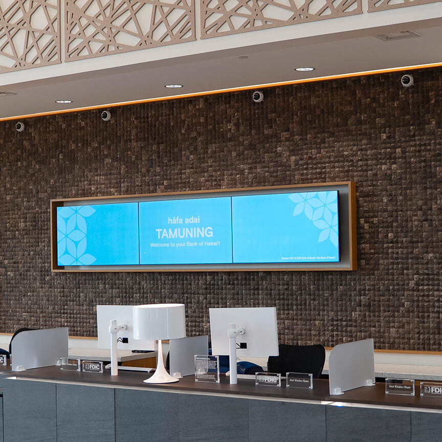Tamuning Branch teller bar digital screens