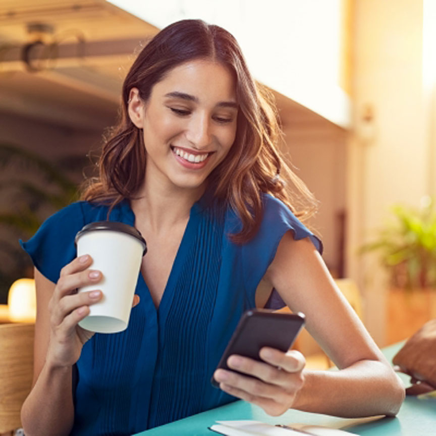 woman using mobile app