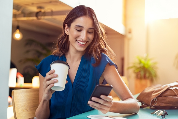 woman using mobile app