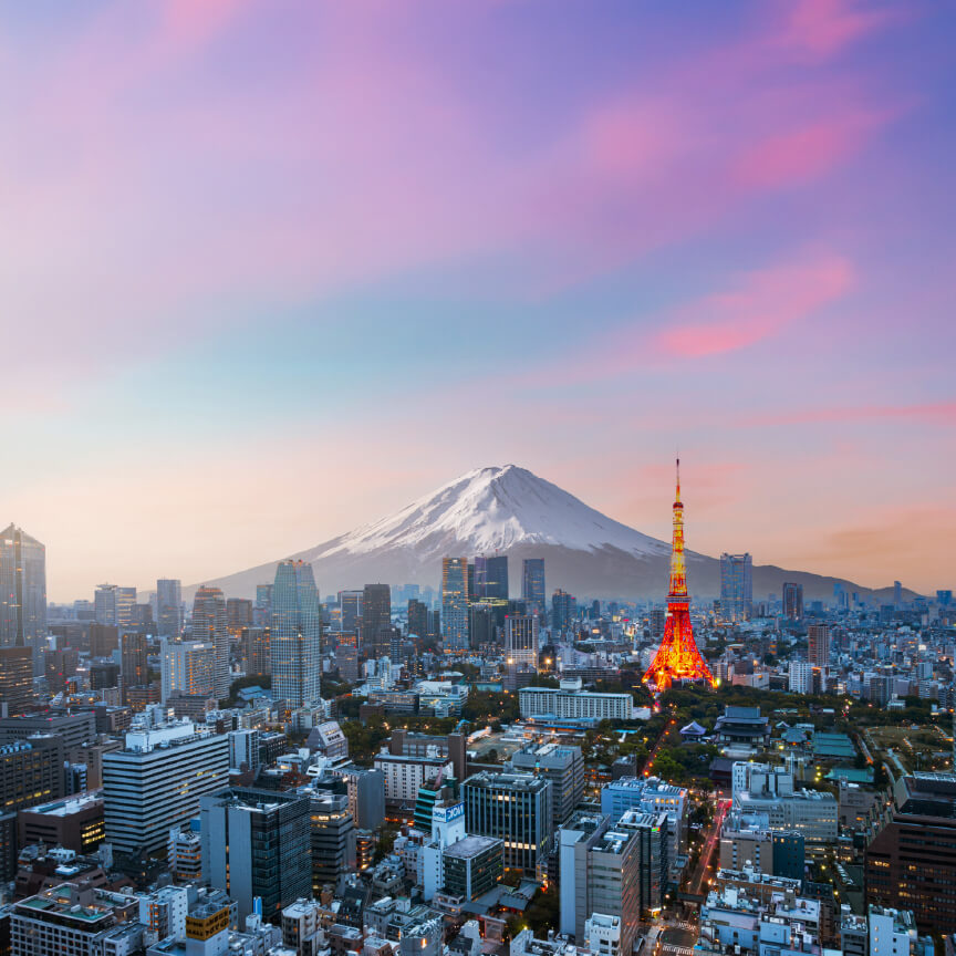 Mt. Fuji behind Tokyo city