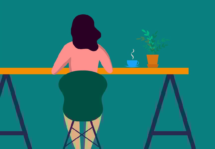 woman sitting at desk